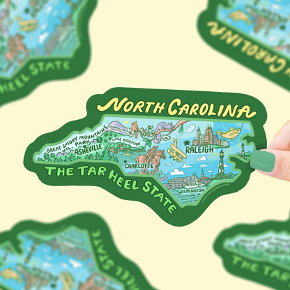 North Carolina Map Tar Heel State Car Decal Vinyl Sticker