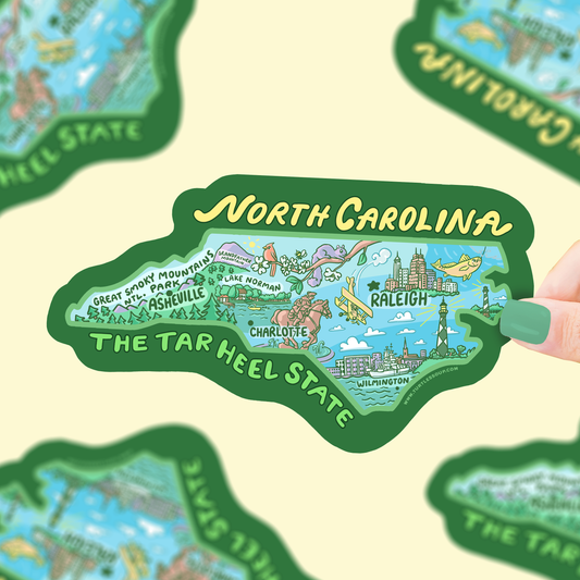 North Carolina Map Tar Heel State Car Decal Vinyl Sticker