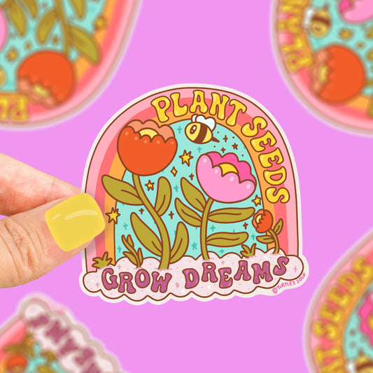 Plant Seeds Grow Dreams Rainbow Laptop Decal Vinyl Sticker