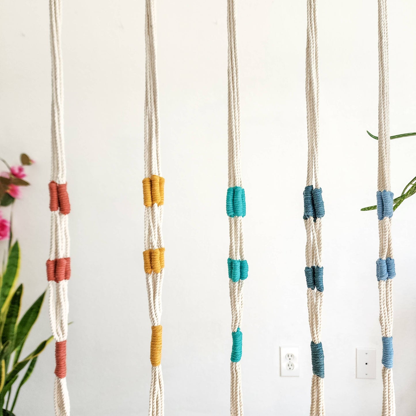 Color Block Plant Hangers, Handmade Macrame Plant Accessory