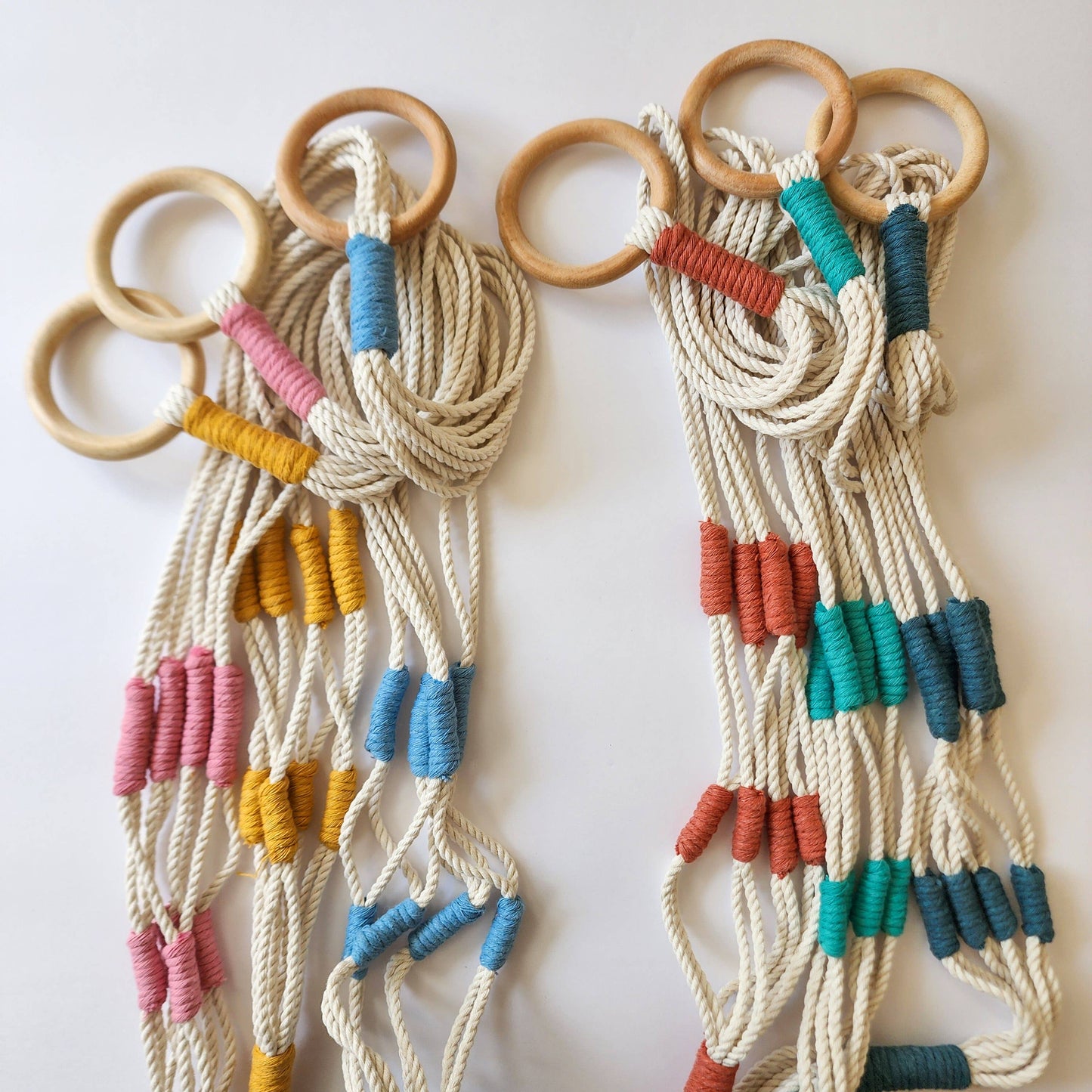 Color Block Plant Hangers, Handmade Macrame Plant Accessory